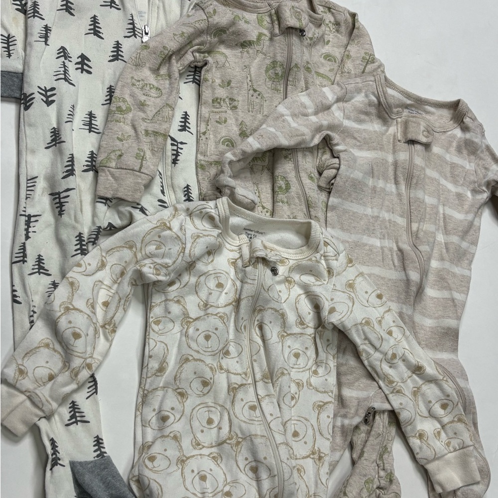 Baby Long Sleeved Footed Sleeper  Pajamas Set 4 Pack 9-12M